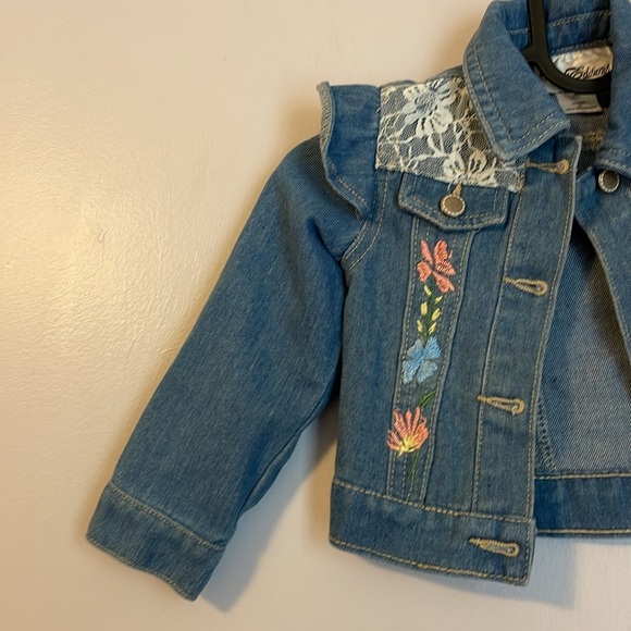 Rare Editions Denim Lace Embroidered Floral Design Jean Jacket size 3T - Picture 2 of 14